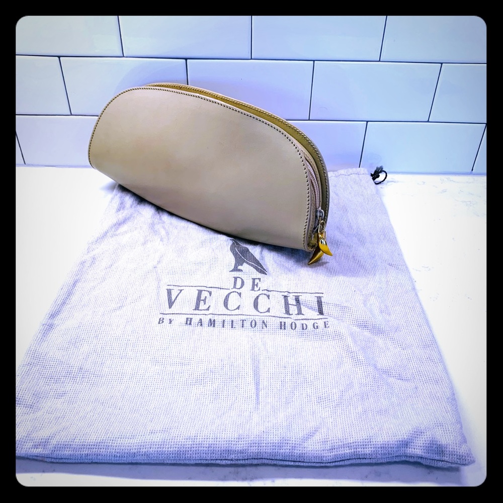 De Vecchi Taupe Leather Clutch